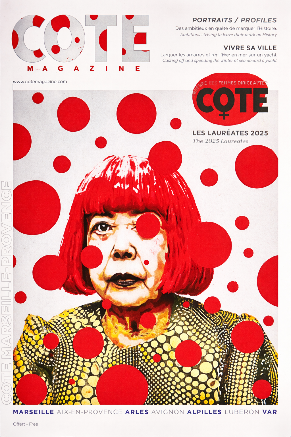 Couverture du magazine COTE mentionnant Rouge Cabosse®, vin rouge au cacao AOP Côtes-du-Rhône, distinction presse 2025